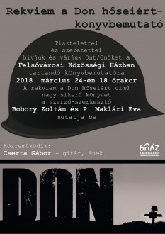 Rekviem a Don hőseiért - kötetbemutató lesz a Felsővárosi Közösségi Házban